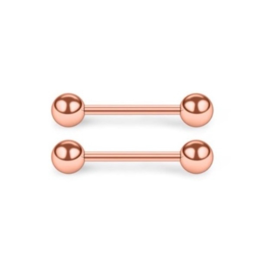 Stainless Steel Rose Gold Straight Barbell Jewelry with Balls